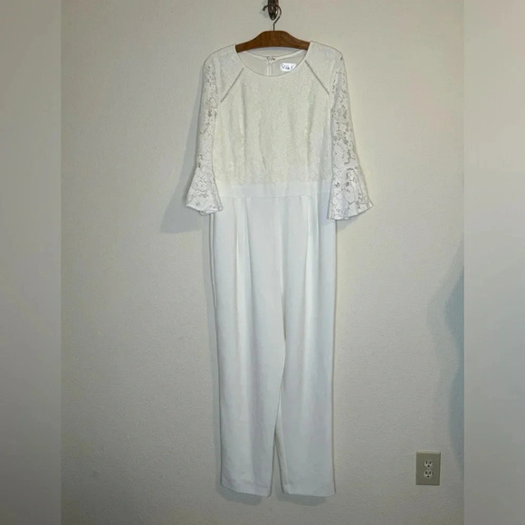 Eliza J Winter Off White Cream Lace Jumpsuit - Picture 5 of 12